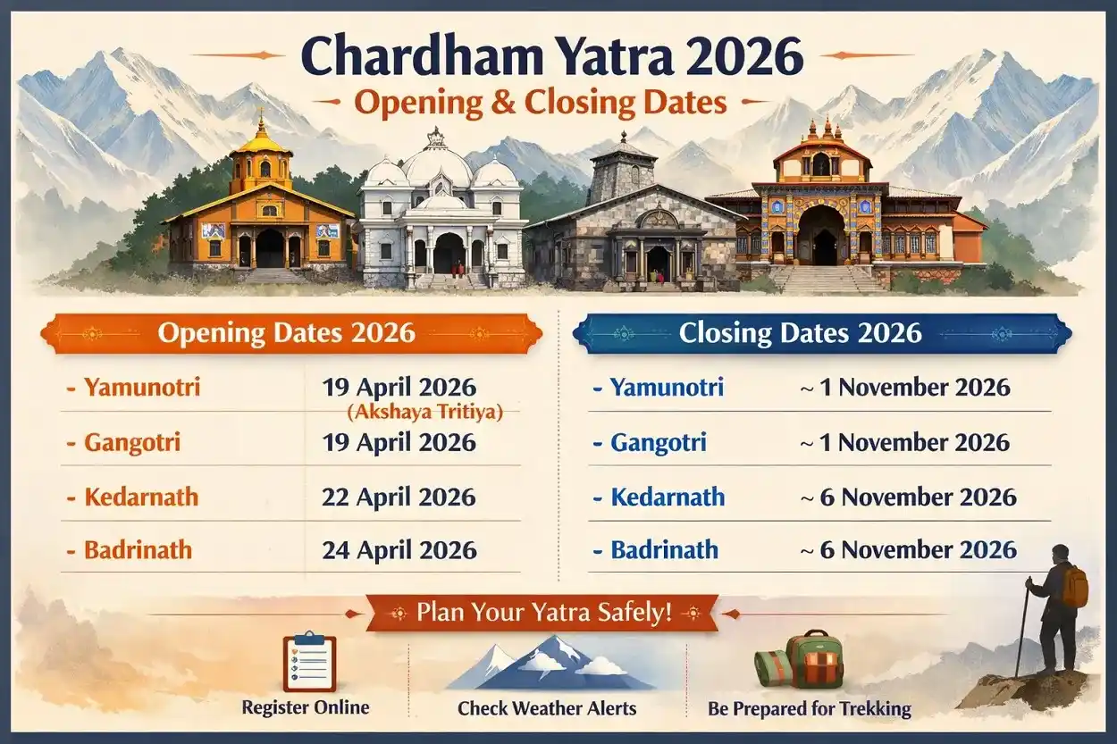 Chardham Yatra Opening Closing Dates 2026